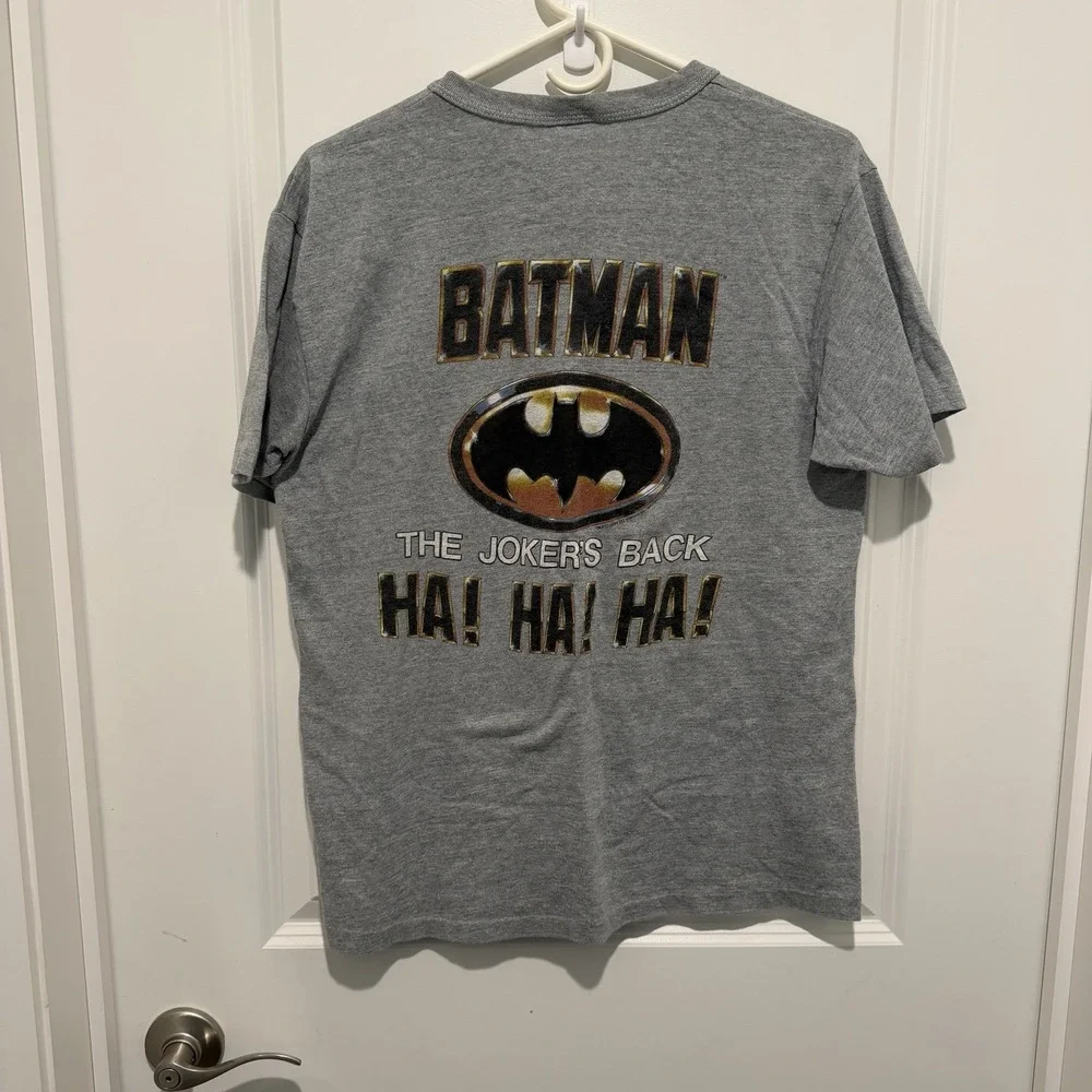 Vtge 80s THE JOKER BATMAN BACK HA HA JACK NICHOLSON MOVIE Tshirt Size Large Rare